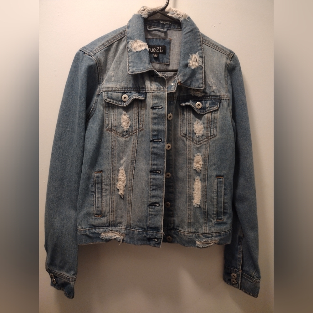 Rue21 Light Blue Distressed Denim Jacket